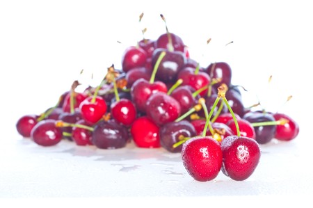 Ripe juicy red sweet cherries.の写真素材
