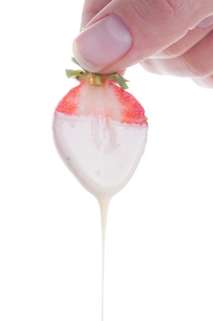 Sweet strawberry in a cream.の写真素材