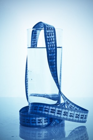 glass of clean water with a measuringの写真素材