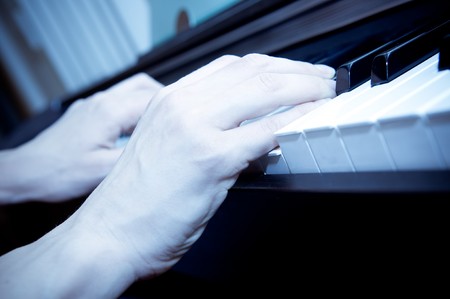 hands of a piano playerの写真素材