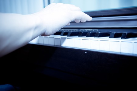 hands of a piano playerの写真素材