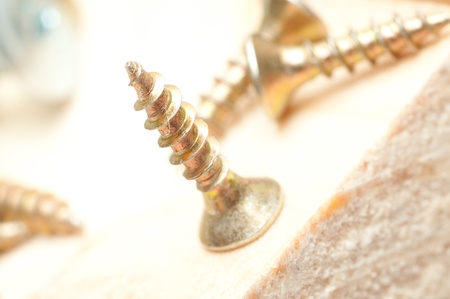 Screwdriver, screws and the drawingの写真素材