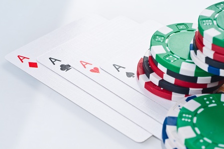 stack of poker color chipsの写真素材