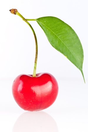 Sweet cherry isolated on whiteの写真素材