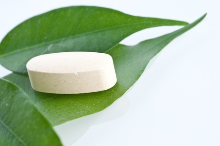 Pills closeup on the leafの写真素材