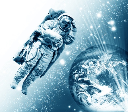 cosmonaut against the earthのeditorial素材