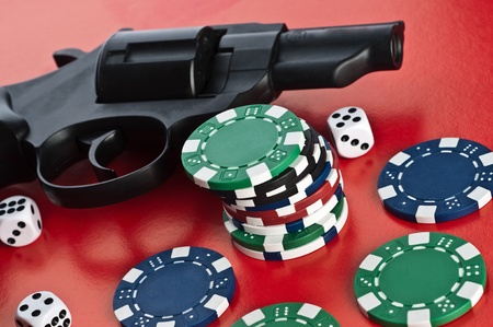 Casino.  revolver, cards and countersの写真素材