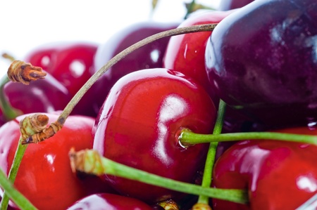 Ripe juicy red sweet cherries.の写真素材