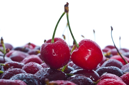 Ripe juicy red sweet cherries.の写真素材