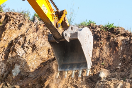 Excavator bucket closeup .Excavationの写真素材