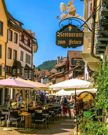 Colorful painting modern artistic artwork, drawing in oil European famous street view, beautiful old vintage house, textured brush strokes, design print for canvas or paper poster, touristic productの写真素材