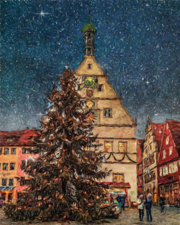 Colorful painting modern artistic artwork, drawing in oil European famous street view, beautiful old vintage house, textured brush strokes, design print for canvas or paper poster, touristic productの写真素材