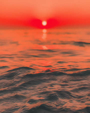 Colorful painting modern artistic artwork, drawing in oil nature landscape view, beautiful vacation travel place, textured brush strokes, design print for canvas or paper poster, touristic productの写真素材