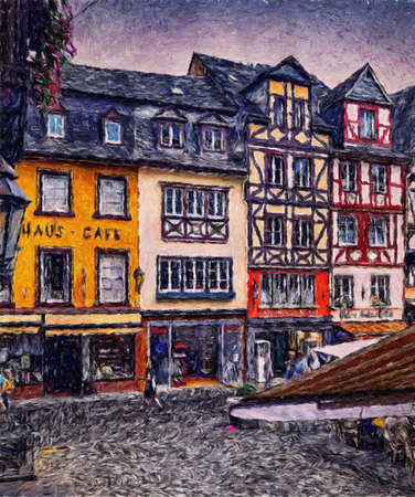 Colorful painting modern artistic artwork, real brush strokes, drawing in oil European famous old...