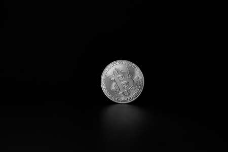 Bitcoin. Black and white photo. Cryptocurrency. Coin. Bitcoin coin. Cryptocurrency exchange.の写真素材