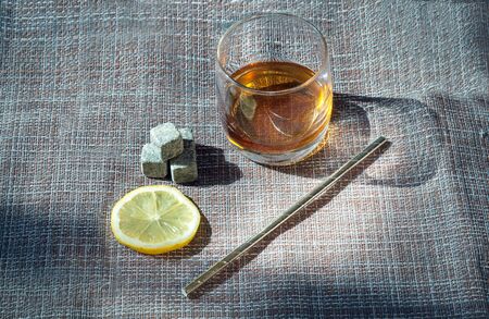 set for whiskey on a brown background
