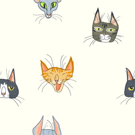 Funny cats. seamless patternのイラスト素材