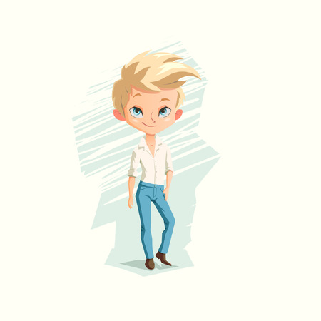 illustration with cute young manのイラスト素材