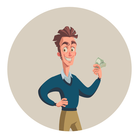 young man with moneyのイラスト素材