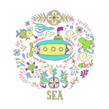 Sea adventure illustrationのイラスト素材