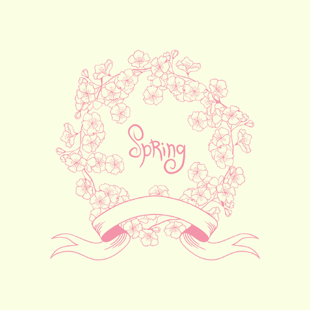 spring flower frameのイラスト素材