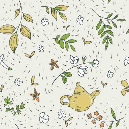 green tea seamless patternのイラスト素材