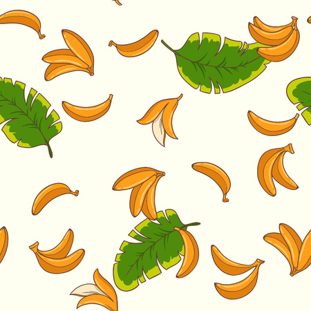 bananas and palm leaves. seamless patternのイラスト素材