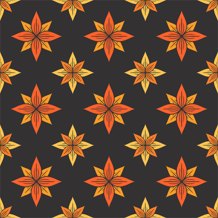 Vector seamless pattern with vintage ornamental stars. Hand drawn ethnic decorative texture. Abstract background with tribal motifsのイラスト素材