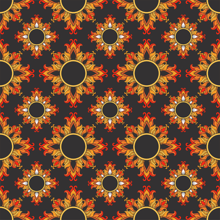 Vintage ornamental texture. Floral hand drawn elements seamless pattern. Vector ethnic backgroundのイラスト素材
