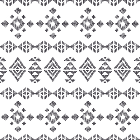 Tribal indian american seamless pattern. Vector hand drawn aztec geometrical ornaments. Ethnic texture with mexican motifs.のイラスト素材