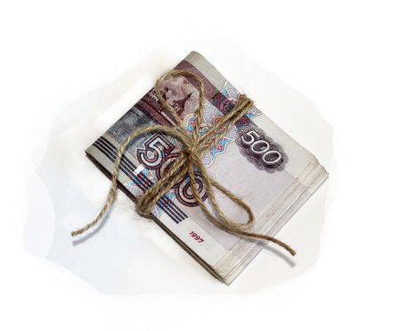 batch money of the russian rouble on the white fonの写真素材