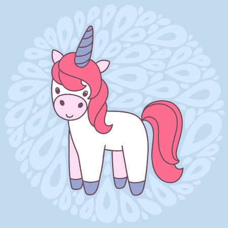 Cute cartoon unicorn in vectorのイラスト素材