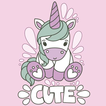 Cute cartoon unicorn with phrase in vectorのイラスト素材