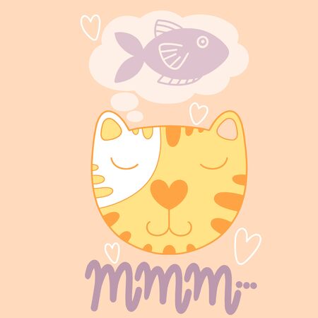 Cute positive cartoon cat with phrase in vector for kidsのイラスト素材