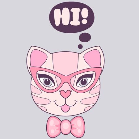 Cute positive cartoon cat with phrase in vector for kidsのイラスト素材