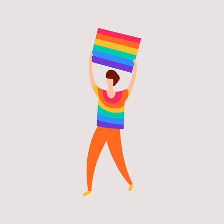 Vector illustration of LGBT activist in pride parade. Flat styleのイラスト素材