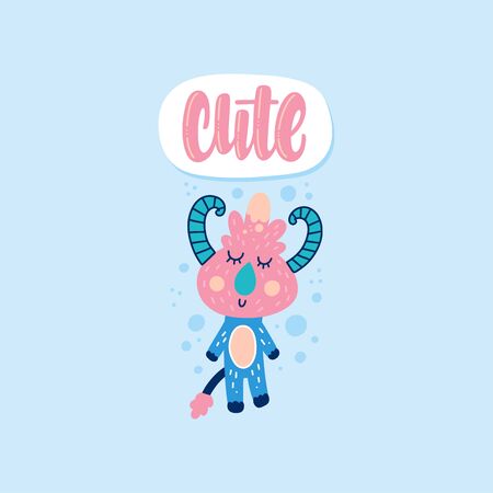 Vector cartoon illustration of cute Monster. Design for cards, clothes and otherのイラスト素材