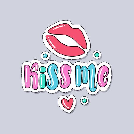 Illustration of Kiss me. Vector lettering. Design for cards, stickers, clothes and otherのイラスト素材