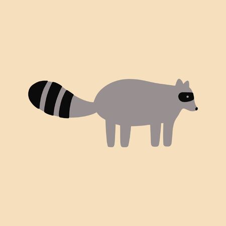 Flat style illustration with raccoon. Vector drawing of forest animalのイラスト素材