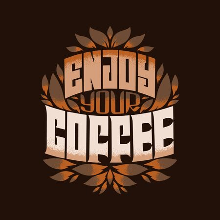 Hand drawn lettering of coffee isolated on background. The phrase of coffee. Vector illustration.のイラスト素材