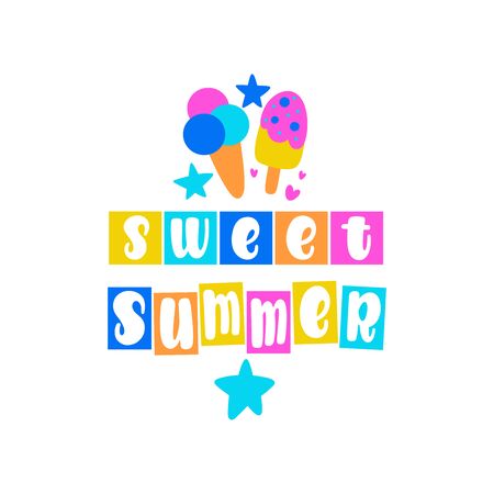 Sweet Summer. Vector lettering. Design for cards, clothes and otherのイラスト素材
