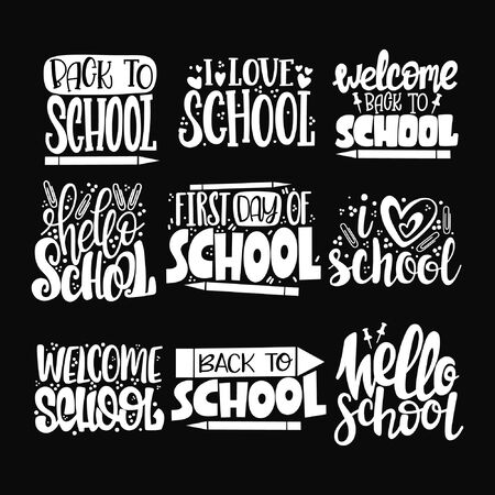 Hand drawn lettering of Back to school isolated on background. The phrase of school. Vector illustration.のイラスト素材