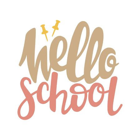 Hand drawn lettering of Back to school isolated on background. The phrase of school. Vector illustration.のイラスト素材