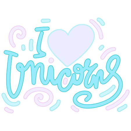 Handdrawn lettering about unicornsのイラスト素材