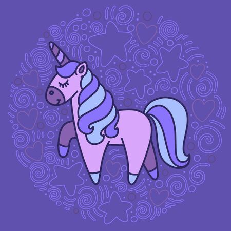 Cute cartoon unicorn in vectorのイラスト素材