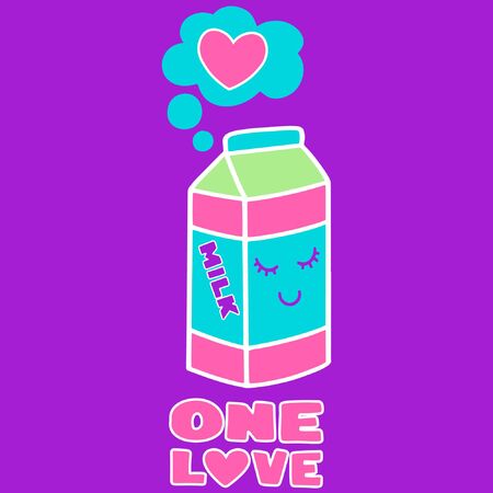 Cute Milk with phraseのイラスト素材