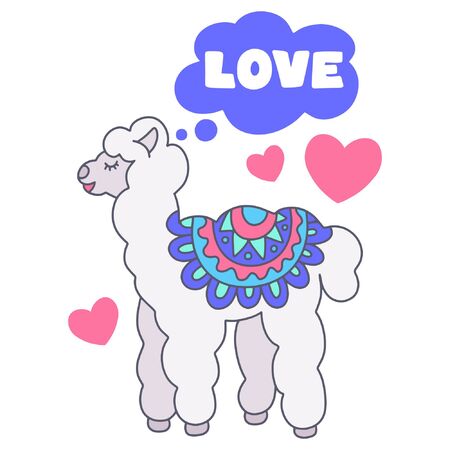 Alpaca with hand drawn elementsのイラスト素材