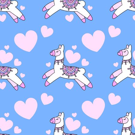 seamless pattern of Cute Llamaのイラスト素材