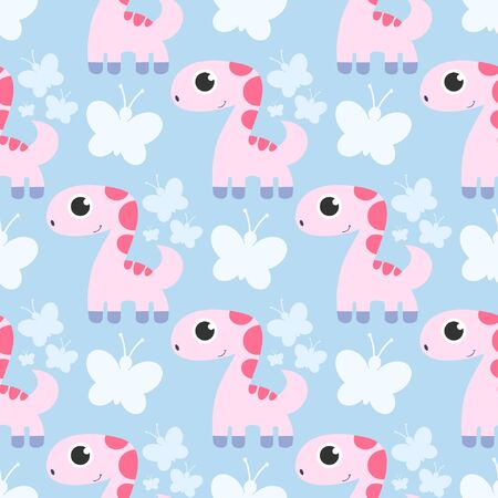Seamless Pattern of cute Dinosaurのイラスト素材