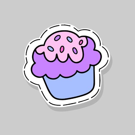 Cupcake isolated vector illustration. Design for embroidery, sticker or pinのイラスト素材